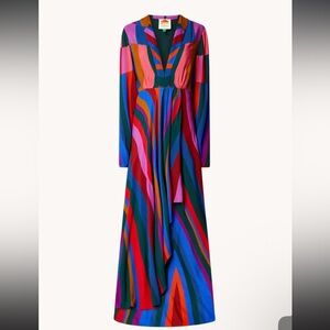 Farm Rio Magic Stripes Maxi Dress Multicolored Rainbow